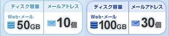 �ǥ��������̡�Web���᡼��50GB���᡼�륢�ɥ쥹:10�ġ��ǥ��������̡�Web���᡼��100GB���᡼�륢�ɥ쥹:30��